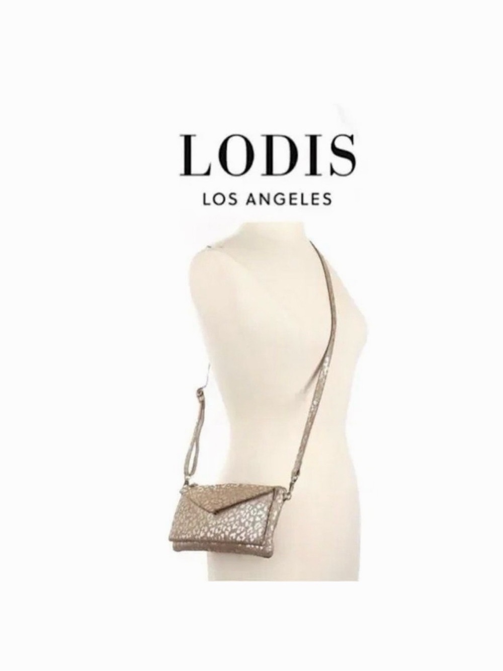Lodis Tan and Silver Cheetah Patterned Crossbody/Wallet Bag